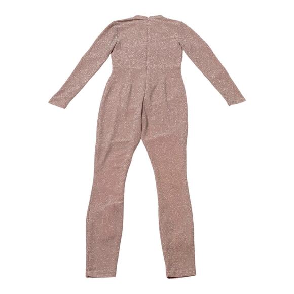 NWT Bebe Jumpsuit - Pink Sparkle - Plunge Neckline Cut-outs - Medium - Picture 13 of 15
